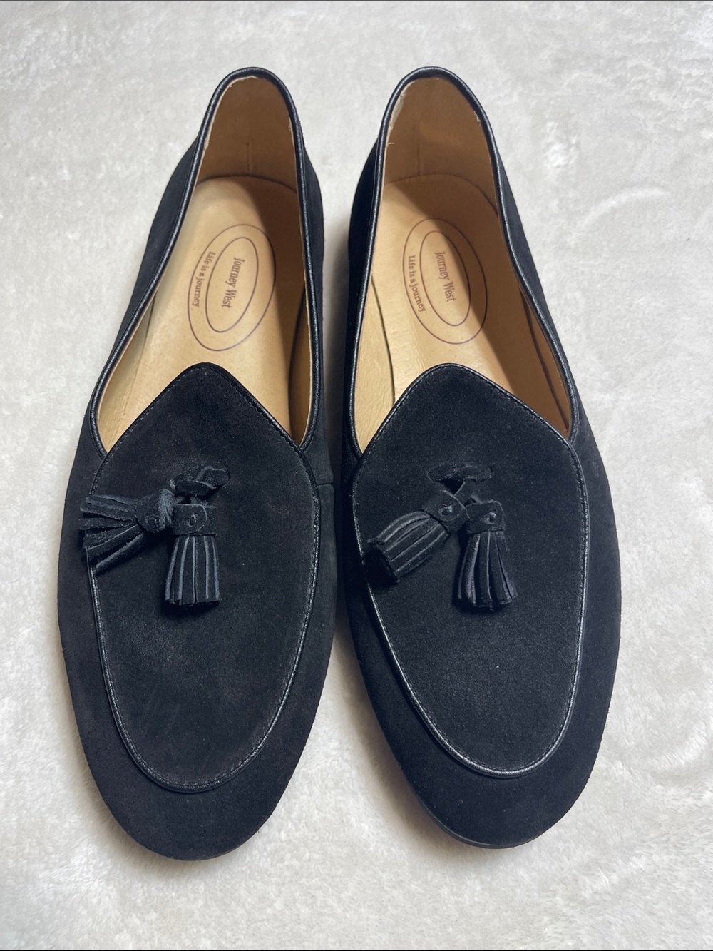 Journey West Black Suede Tassel Loafers — Slip-On Men’s Loafers Size 9.5